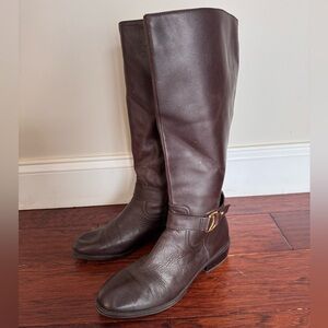 Lauren Ralph Lauren Women’s Micah Tall Riding Brown Leather Boots Zip Size 8B